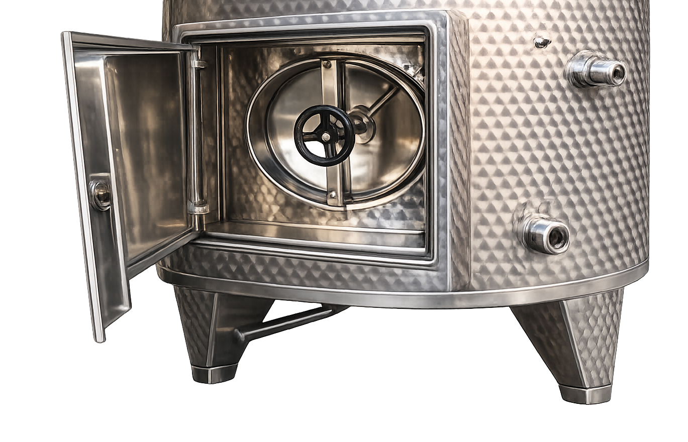 VIBO B Cisterne Clasice cu Picioare, Trapă Superioară, Fund Conic, Complet Izolate - TOSCANA INOX - 3