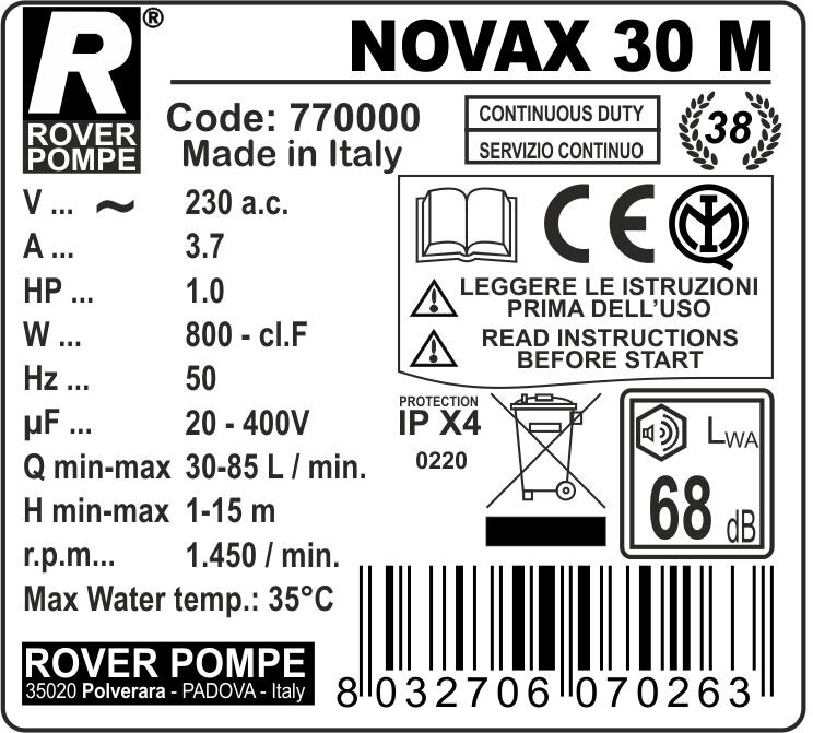 NOVAX 30I Stainless Steel Transfer Pump - ROVER POIMPE - 2
